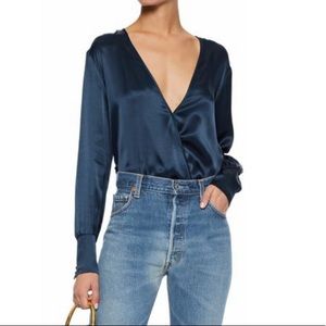 Navy Silk Bodysuit - Cami Nyc